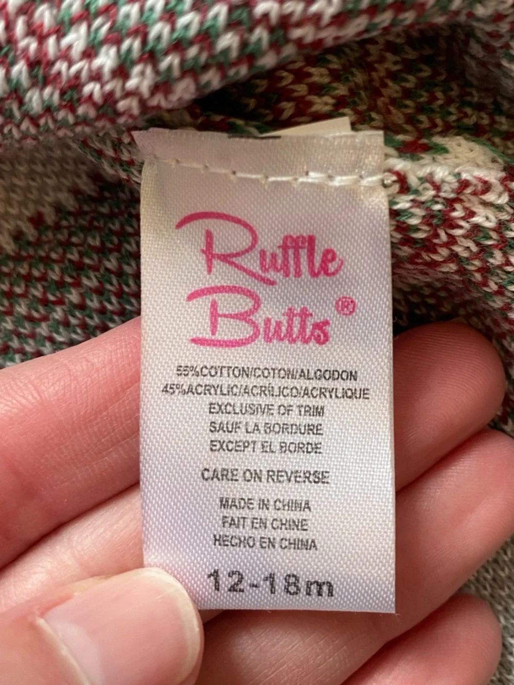 NWT RuffleButts Gray Fair Isle Alpine Long Sleeve Sweater Dress girls 12-18M